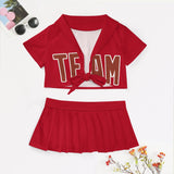Custom Red Coral Red Cheerleading Uniform Set