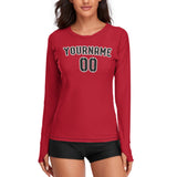 Custom Red Black Women's Long-Sleeve Shirt