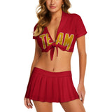 Custom Red Yellow Cheerleading Uniform Set
