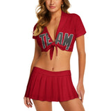 Custom Red Dark Grey Cheerleading Uniform Set