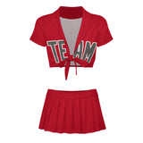 Custom Red Dark Grey Cheerleading Uniform Set