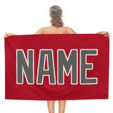 Custom Red Dark Grey Beach Towel