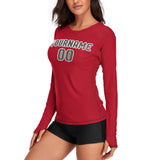 Custom Red Dark Grey Women's Long-Sleeve Shirt