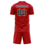 Custom Red Dark Grey Soccer Jersey