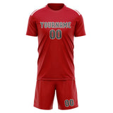 Custom Red Dark Grey Soccer Jersey