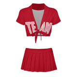 Custom Red Light Pink Cheerleading Uniform Set