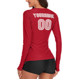 Custom Red Light Pink Women's Long-Sleeve Shirt