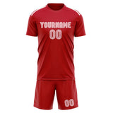 Custom Red Light Pink Soccer Jersey