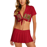 Custom Red Khaki Cheerleading Uniform Set