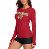 Custom Red Khaki Women's Long-Sleeve Shirt