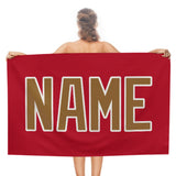 Custom Red Khaki Beach Towel