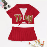 Custom Red Khaki Cheerleading Uniform Set