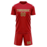 Custom Red Khaki Soccer Jersey