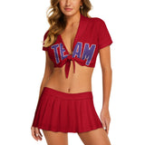 Custom Red Light Purple Cheerleading Uniform Set