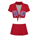 Custom Red Light Purple Cheerleading Uniform Set
