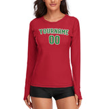 Custom Red Emerald Green Women's Long-Sleeve Shirt