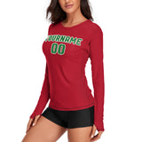 Custom Red Emerald Green Women's Long-Sleeve Shirt