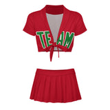 Custom Red Emerald Green Cheerleading Uniform Set
