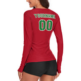 Custom Red Emerald Green Women's Long-Sleeve Shirt