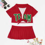 Custom Red Emerald Green Cheerleading Uniform Set