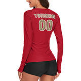 Custom Red Light Khaki Women's Long-Sleeve Shirt