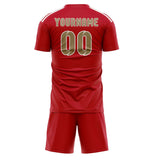 Custom Red Light Khaki Soccer Jersey