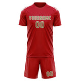 Custom Red Light Khaki Soccer Jersey