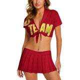 Custom Red Light Yellow Cheerleading Uniform Set