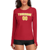 Custom Red Light Yellow Women's Long-Sleeve Shirt