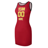 Custom Red Light Yellow Sleeveless Vest Dress