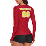 Custom Red Light Yellow Women's Long-Sleeve Shirt