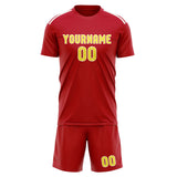 Custom Red Light Yellow Soccer Jersey
