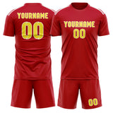 Custom Red Light Yellow Soccer Jersey