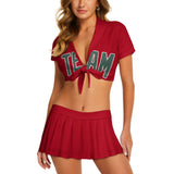 Custom Red Blue Green Cheerleading Uniform Set