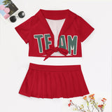 Custom Red Blue Green Cheerleading Uniform Set