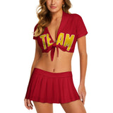 Custom Red Gold Cheerleading Uniform Set