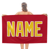Custom Red Gold Beach Towel