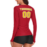 Custom Red Gold Women's Long-Sleeve Shirt