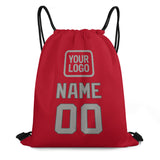 Custom Red Gray Drawstring Bag