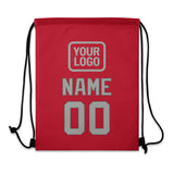 Custom Red Gray Drawstring Bag