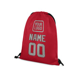 Custom Red Gray Drawstring Bag