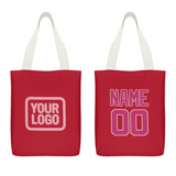 Custom Red Pink Canvas Tote Bag