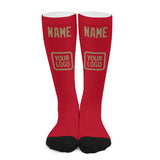 Custom Red Light Khaki Knee-High Sock