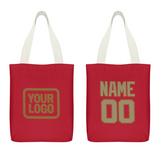 Custom Red Light Khaki Canvas Tote Bag