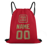 Custom Red Light Khaki Drawstring Bag