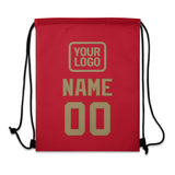 Custom Red Light Khaki Drawstring Bag