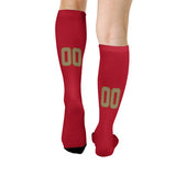 Custom Red Light Khaki Knee-High Sock