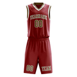 Custom Red Light Khaki Basketball Set