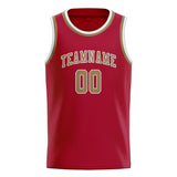 Custom Red & Light Khaki Colors Design Sports Basketball Jersey