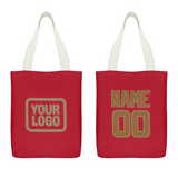 Custom Red Khaki Canvas Tote Bag